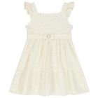 Girls Ivory & Gold Dress, 1, hi-res