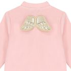 Baby Girls Pink Wings Velour Babygrow, 2, hi-res