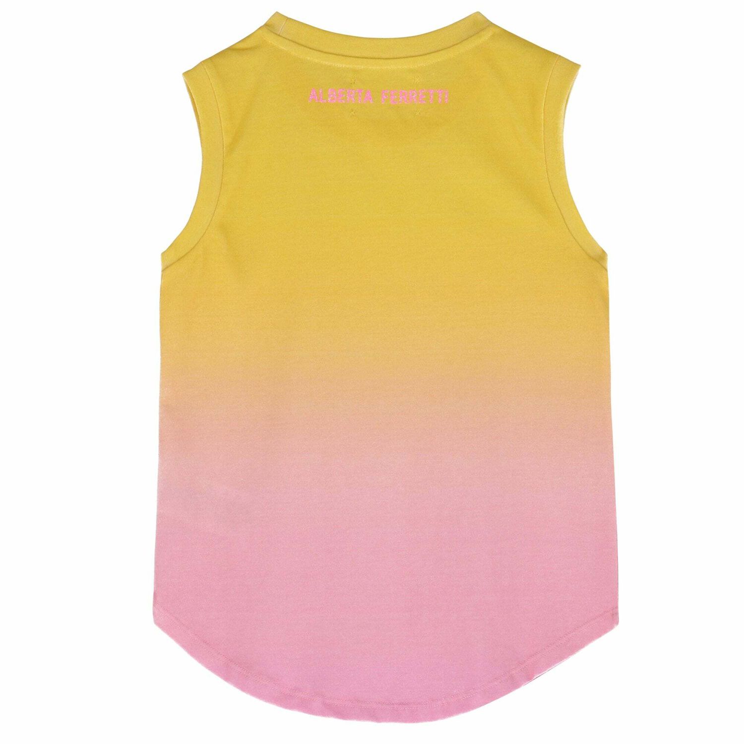 Girls Yellow & Pink Printed Sleeveless Top, 1, hi-res image number null