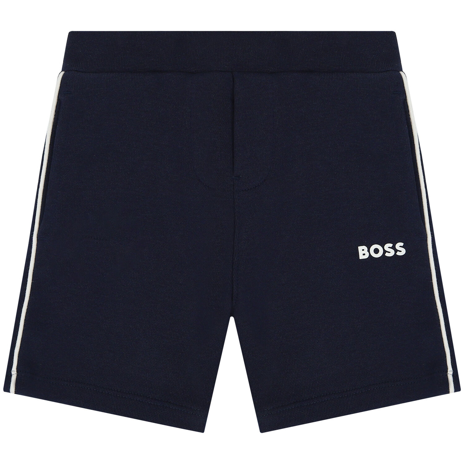 Younger Boys Navy Blue Logo Shorts, 1, hi-res