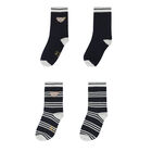 Boys Grey & Navy Teddy Socks ( 2-Pack ), 1, hi-res