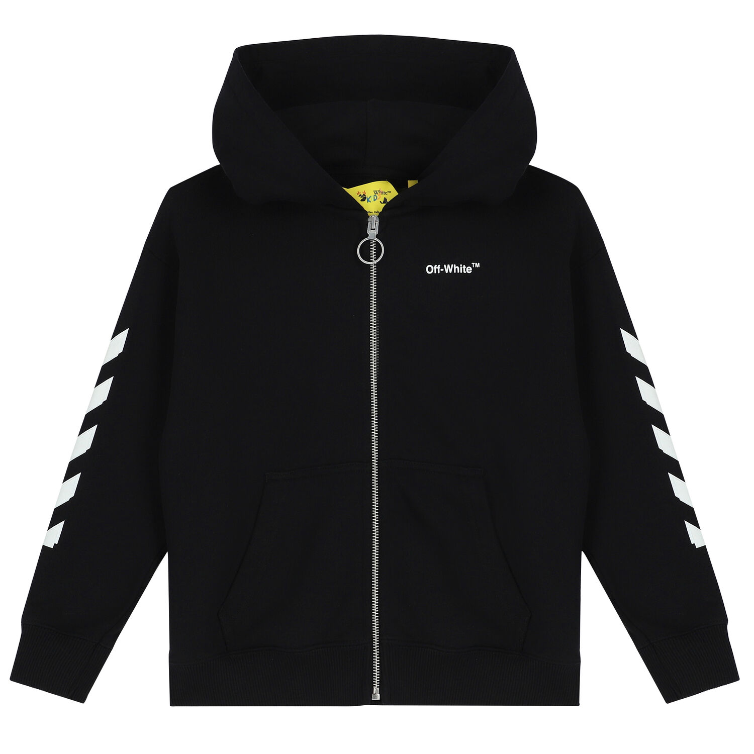 Black Logo Hooded Zip Up Top, 1, hi-res
