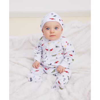 Baby Boys White Airplane Babygrow Gift Set