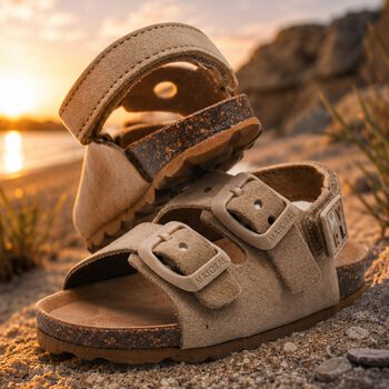 Baby Boys Beige Leather Sandal