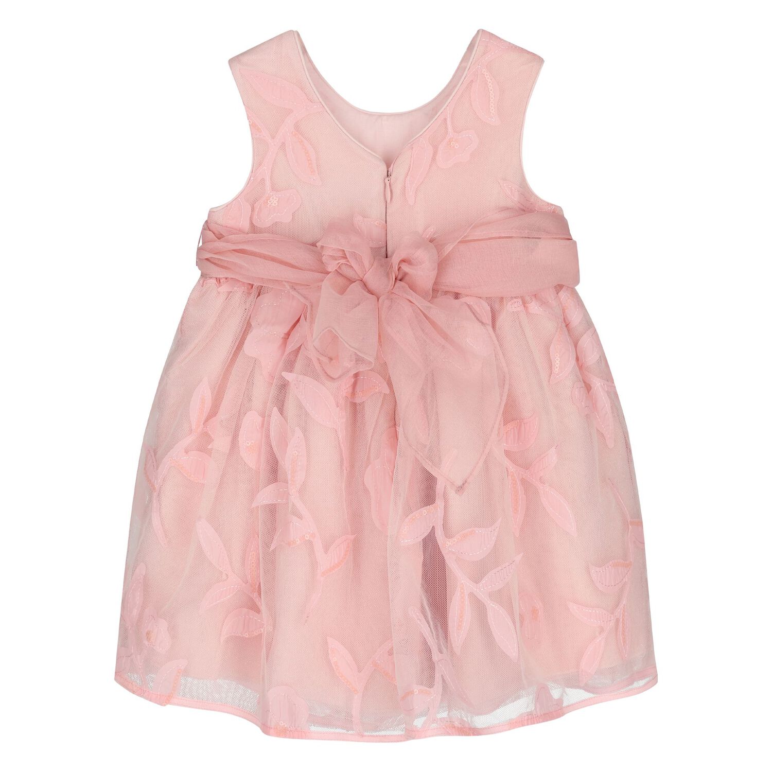 Younger Girls Pink Cut-Out Flowers Dress, 1, hi-res