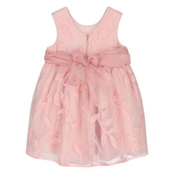 Younger Girls Pink Cut-Out Flowers Dress
