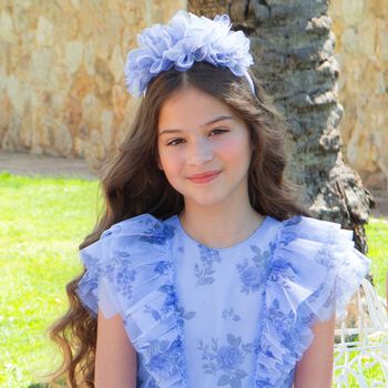 Girls Blue Ruffled Headband