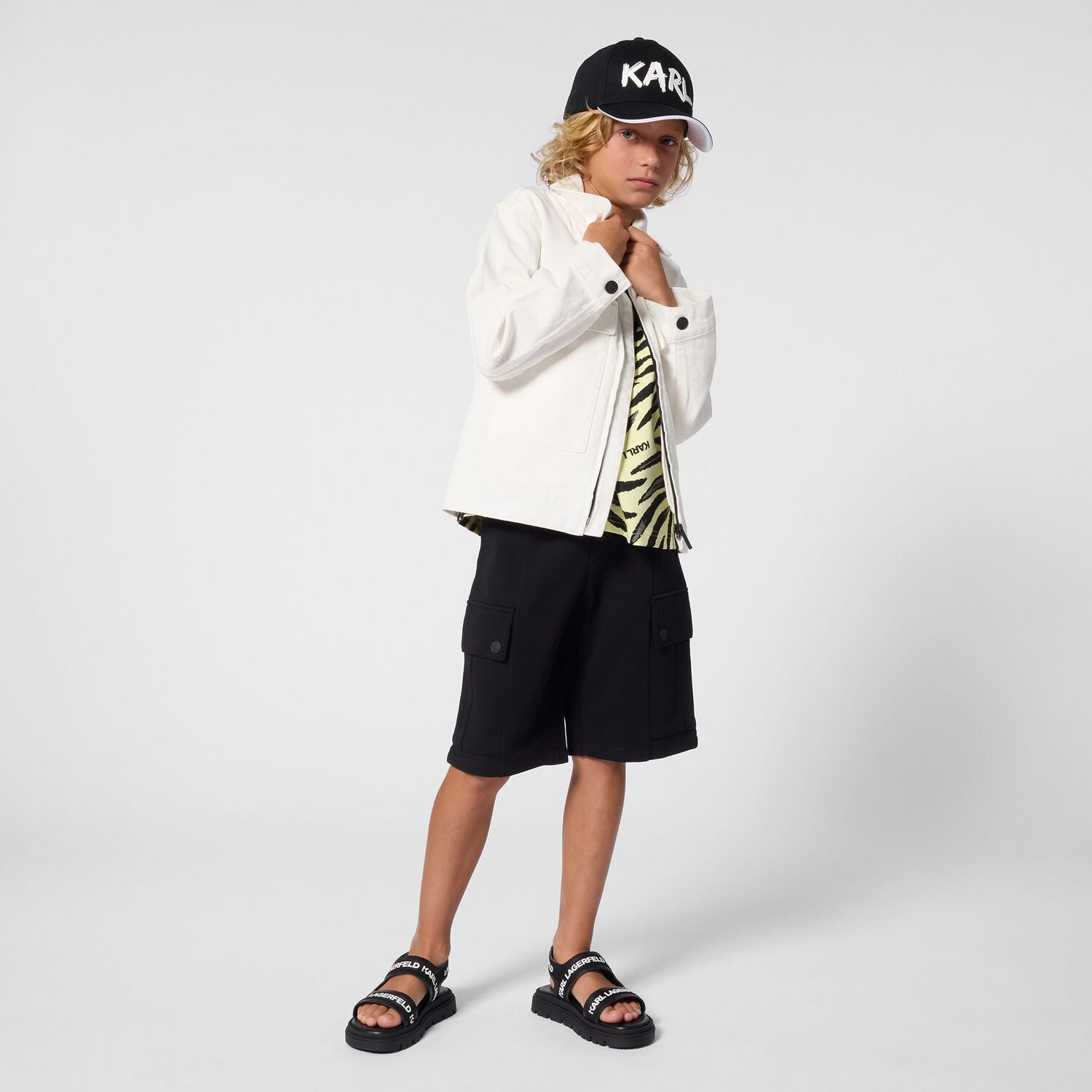 Boys Black Logo Shorts, 1, hi-res