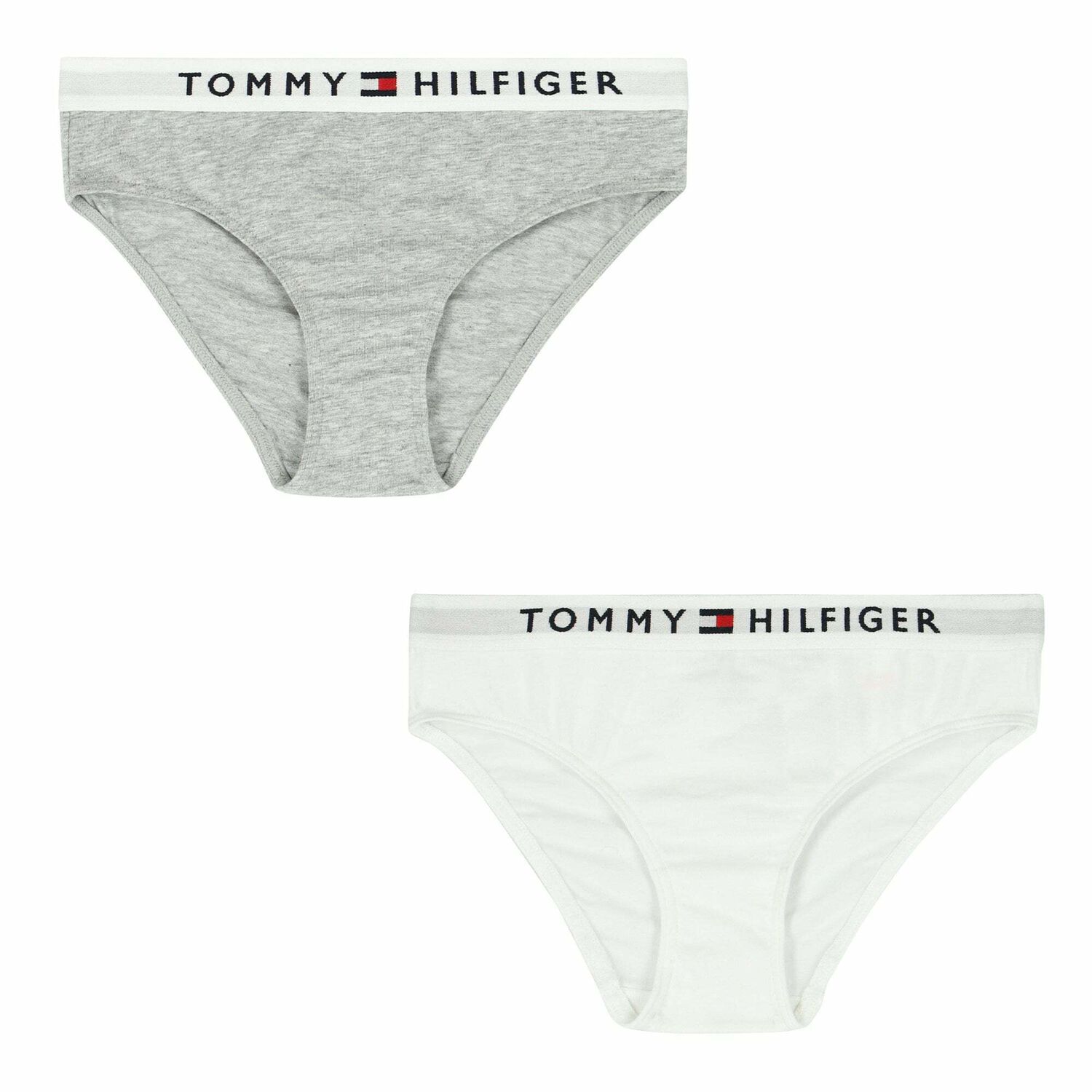 Girls White & Grey Logo Knickers (2-Pack), 1, hi-res