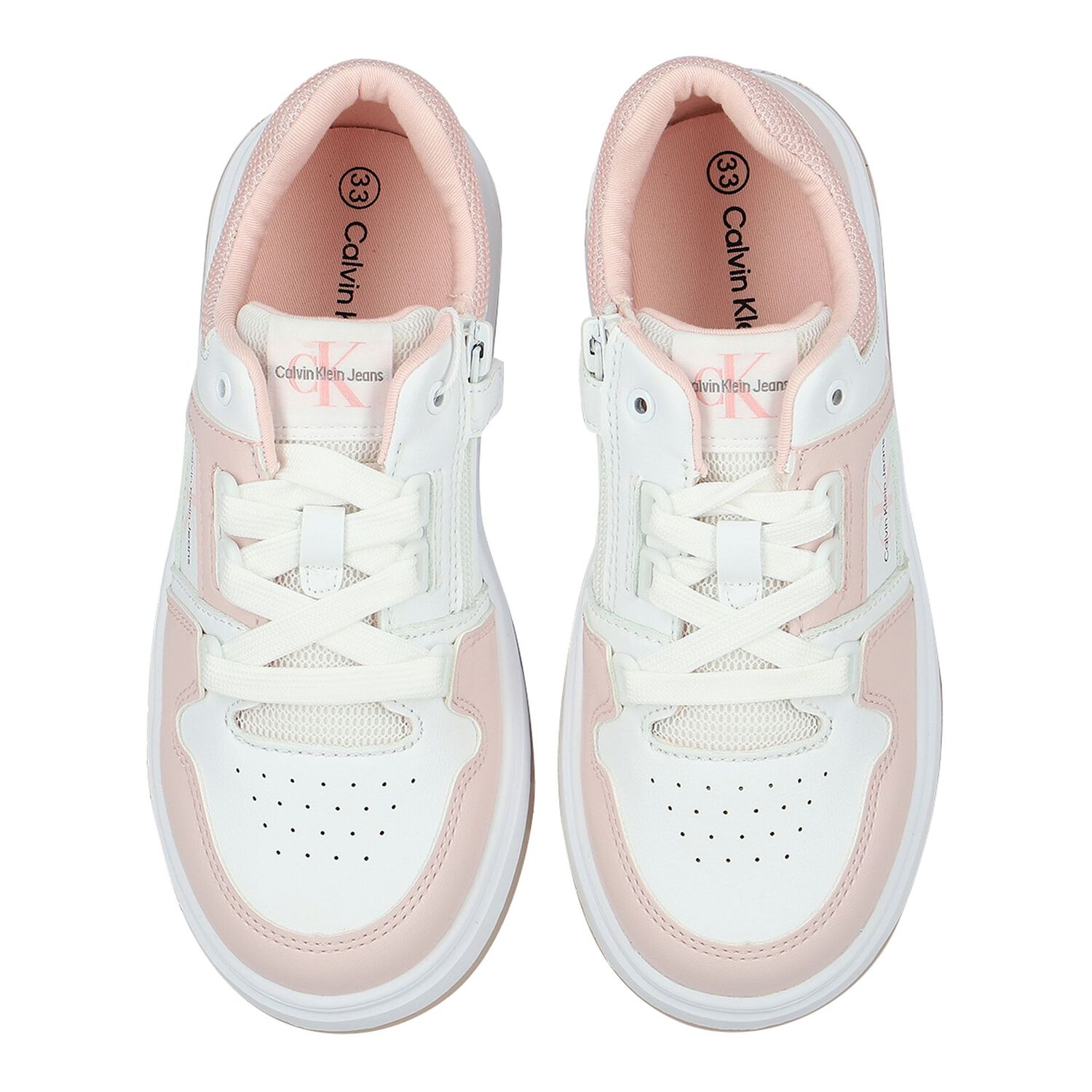 Girls Pink & White Logo Trainers, 1, hi-res image number null