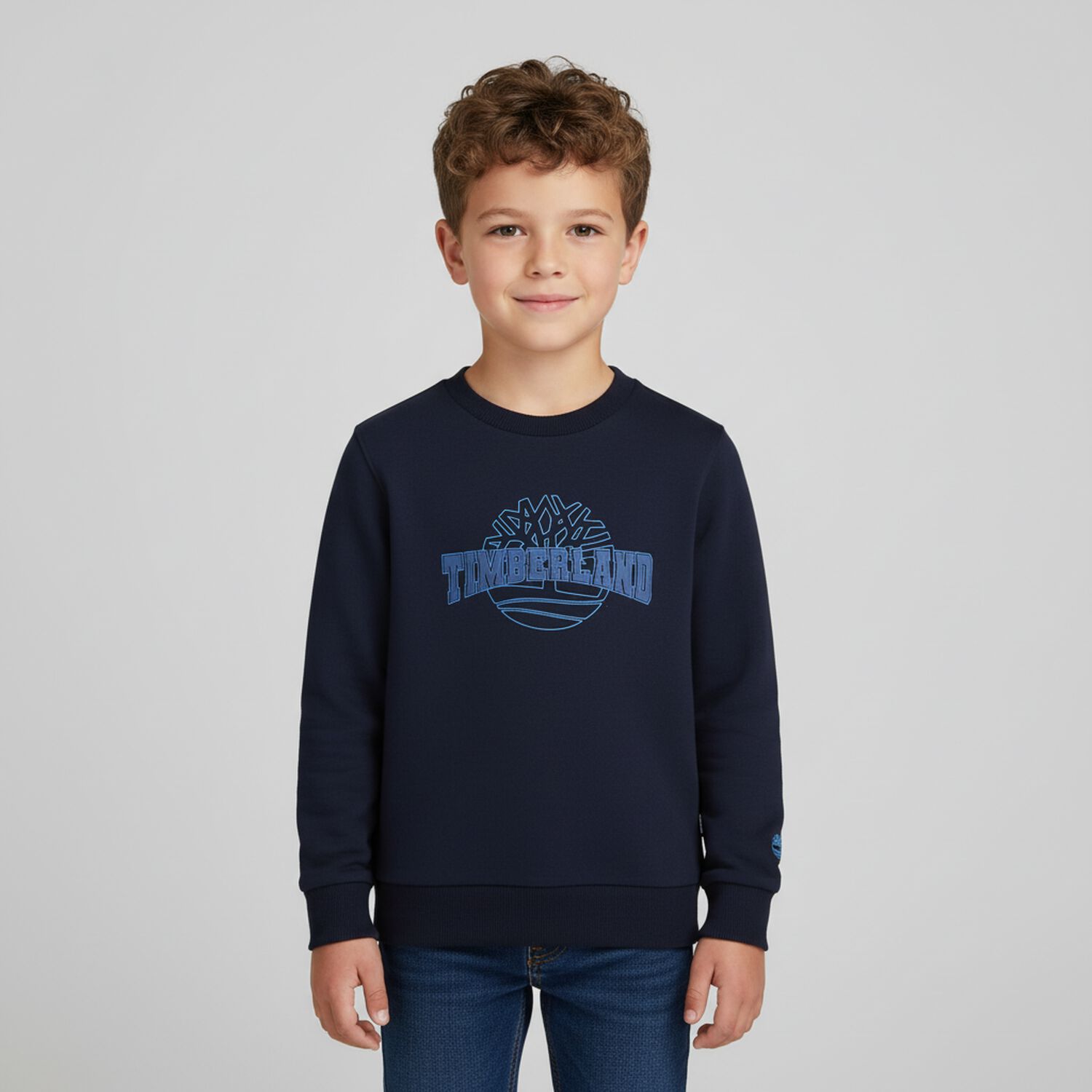 Boys Navy Blue Logo Sweatshirt, 1, hi-res