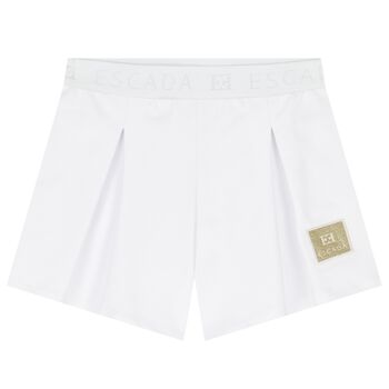 Girls White Logo Shorts