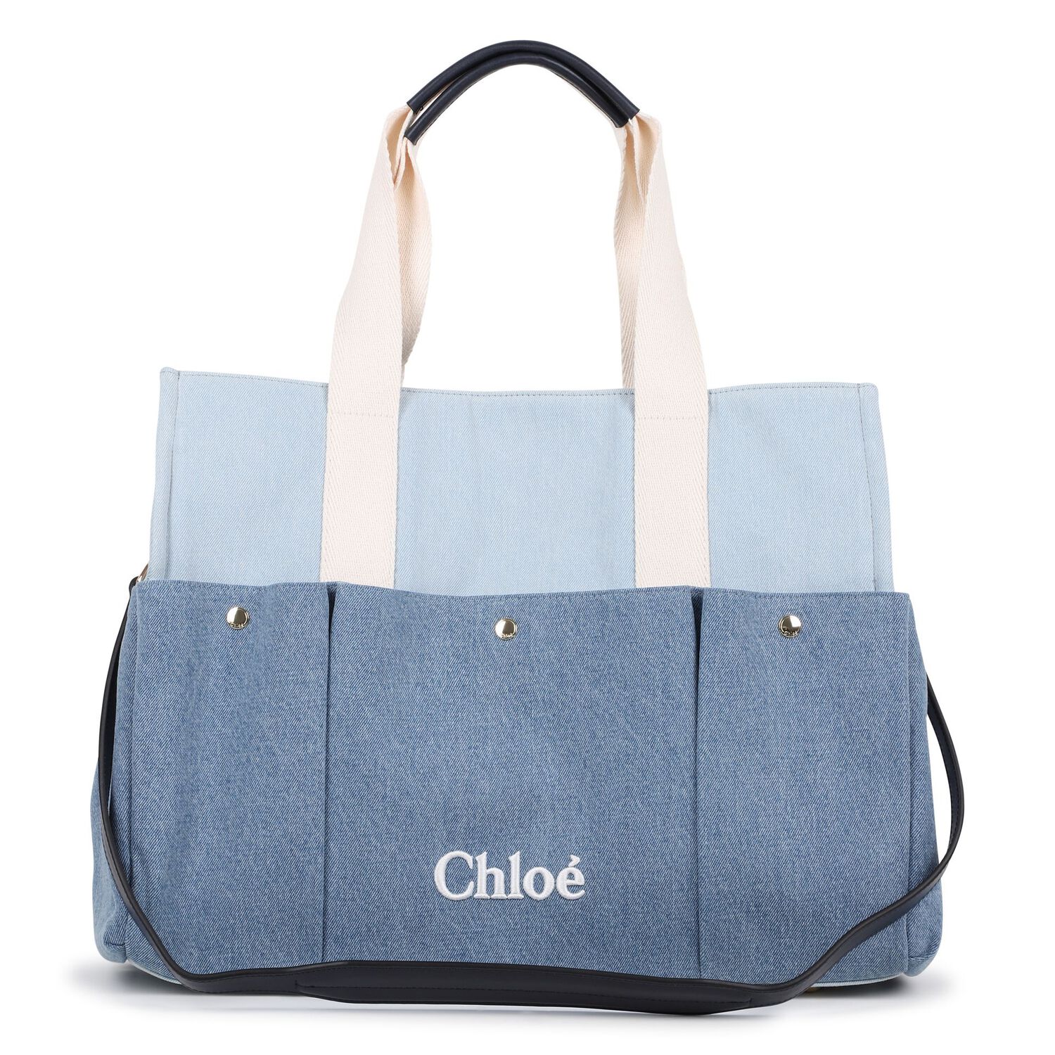 Blue Logo Denim Baby Changing Bag, 1, hi-res