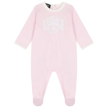 Baby Girls Pink Medusa Logo Babygrow