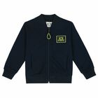 Younger Boys Navy Logo Zip Up Top, 1, hi-res
