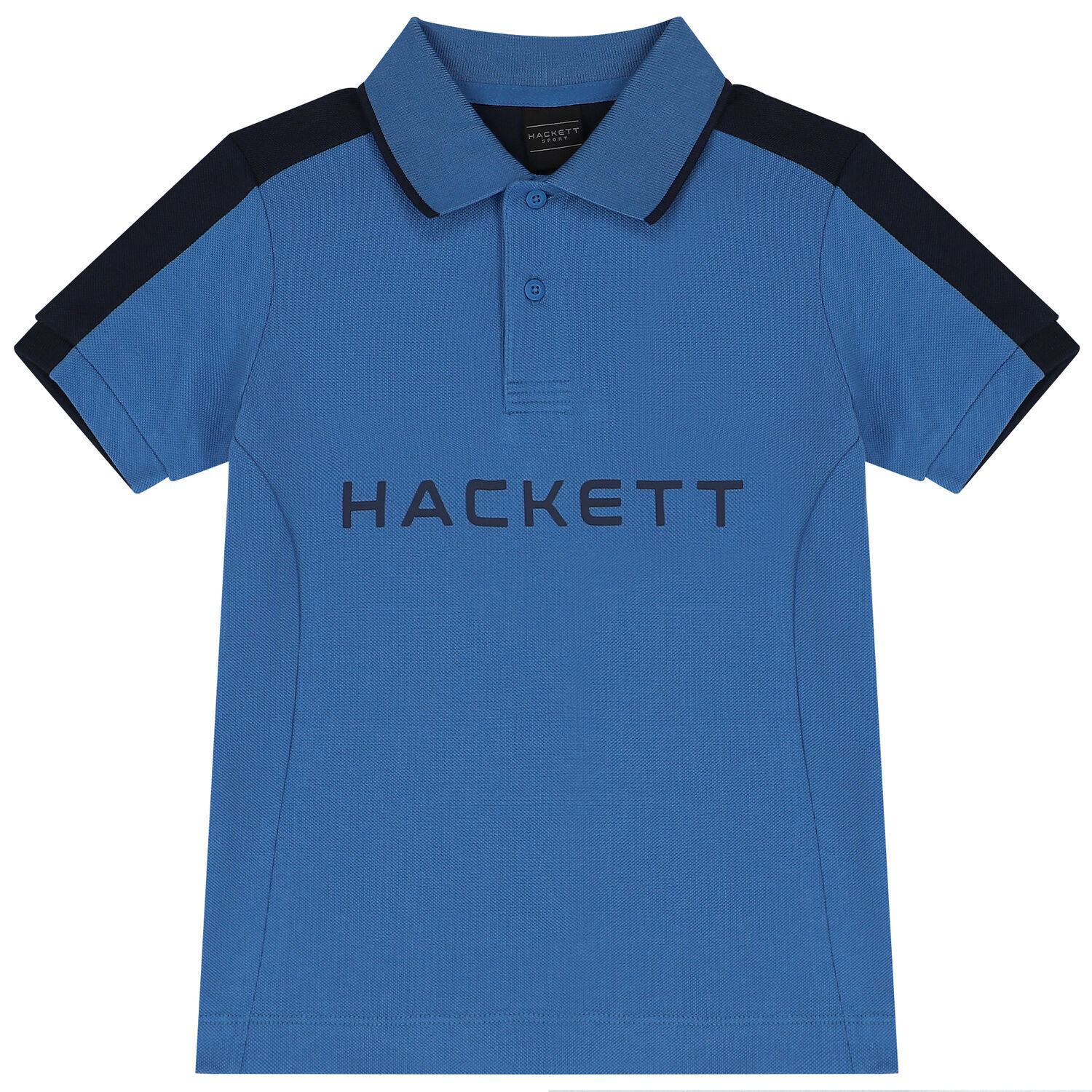 Boys Blue & Navy Blue Logo Polo Shirt, 1, hi-res