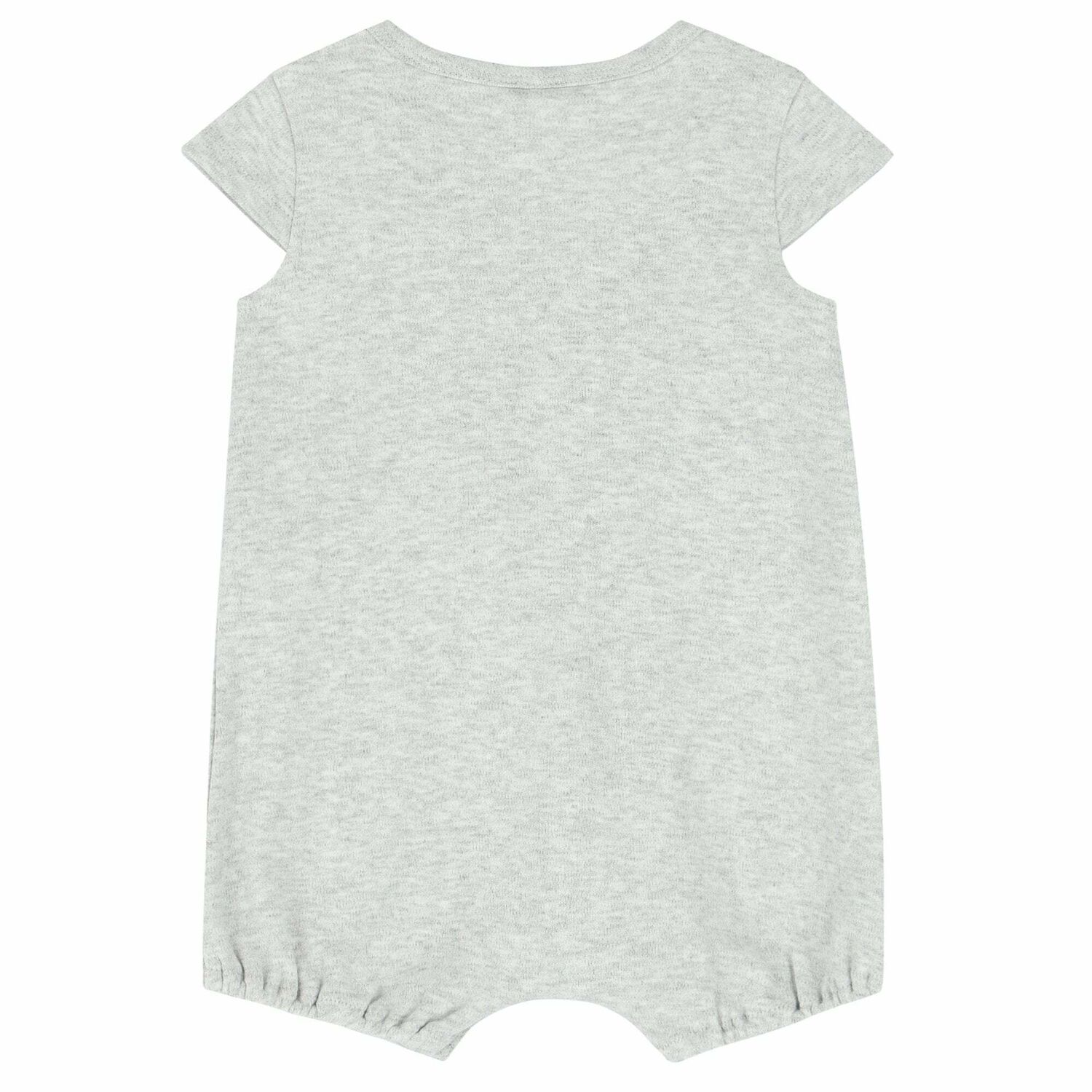 Baby Girls Grey & Pink Logo Romper, 1, hi-res