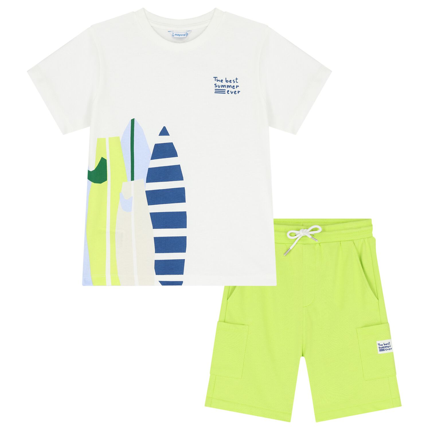 Boys White & Green Surf Board Shorts Set, 3, hi-res image number null