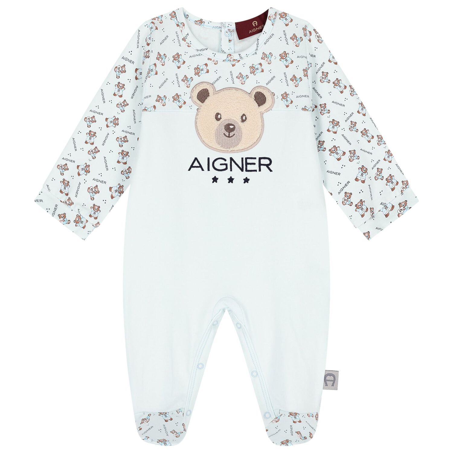 Baby Boys Blue Teddy Bear Logo Babygrow Set, 1, hi-res