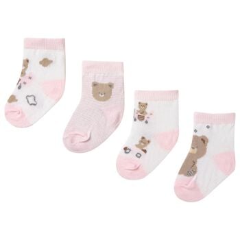 Baby Girls Pink & White Socks ( 4-Pack )