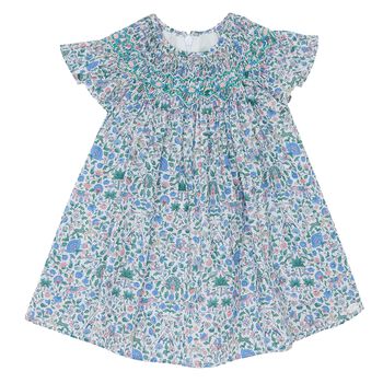 Baby Girls Blue & Green Liberty Print Dress