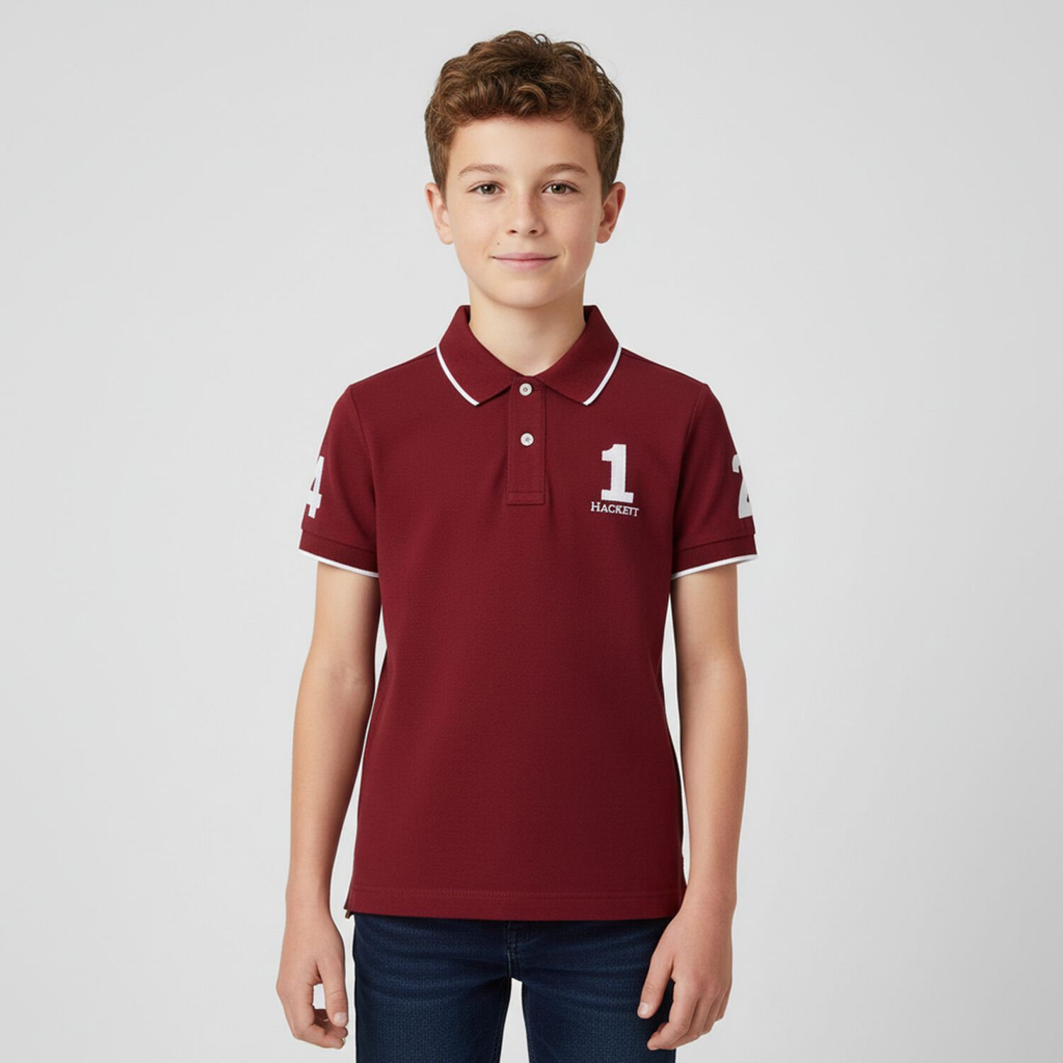 Boys Red Logo Polo Shirt, 1, hi-res