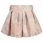 Girls Pink & Gold Jacquard Skirt, 1, hi-res