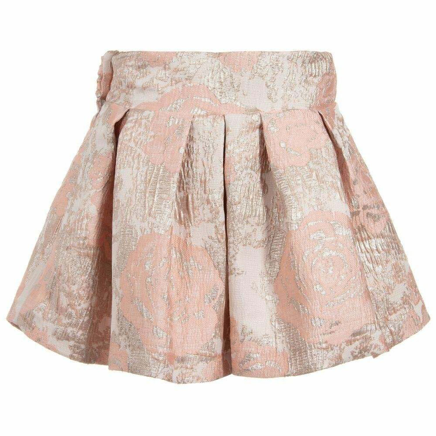 Girls Pink & Gold Jacquard Skirt, 1, hi-res