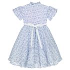 Girls Blue Floral Belted Dress, 2, hi-res