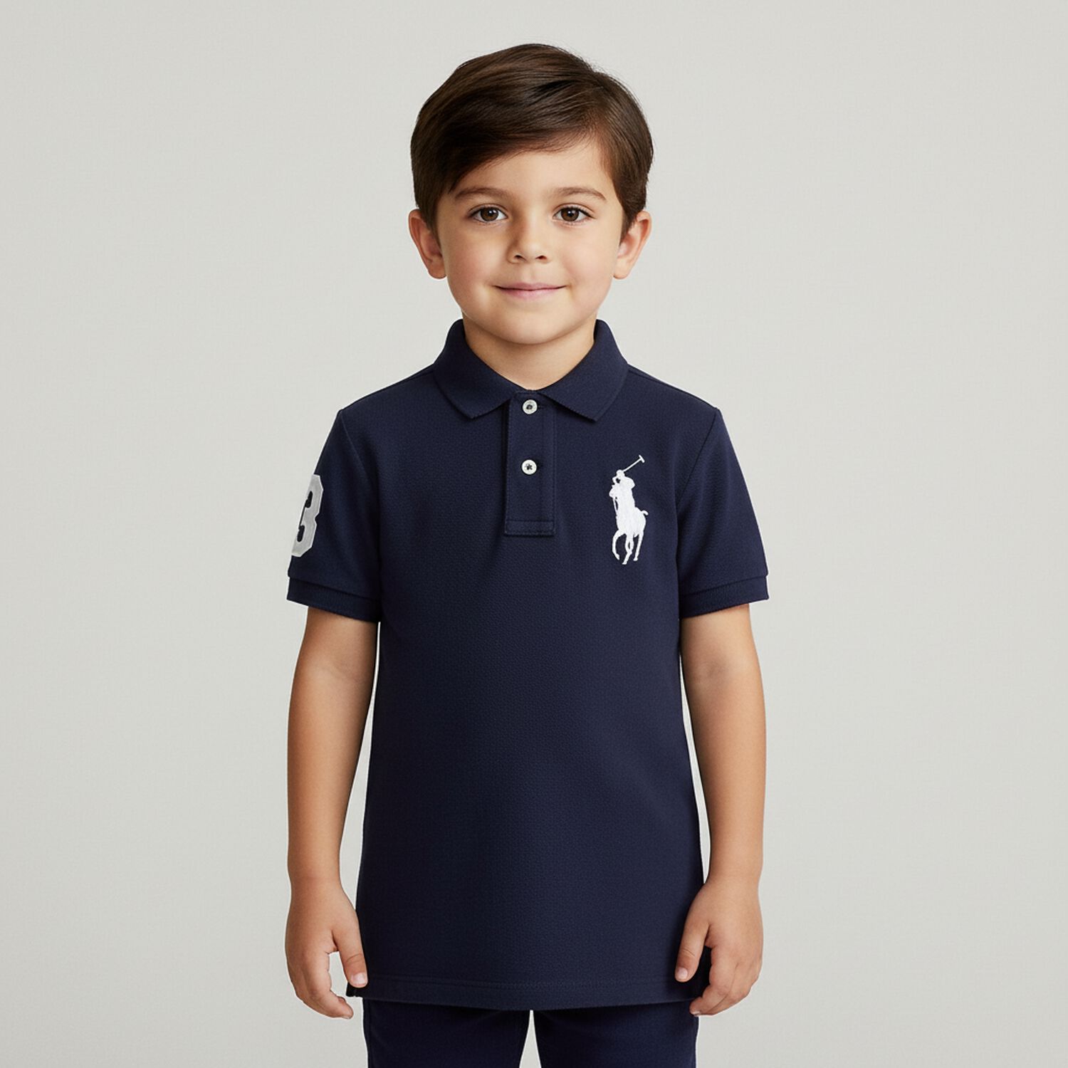 Boys Navy Blue Logo Polo Shirt, 1, hi-res