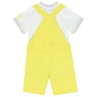 Baby Boys White & Yellow Logo Dungaree Set, 1, hi-res