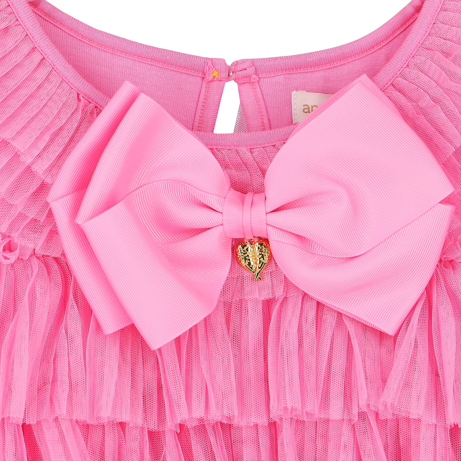 Girls Pink Pleated Tulle Dress, 1, hi-res