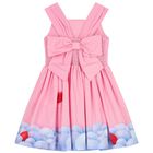 Girls Pink Striped Bow Dress, 1, hi-res