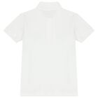 Boys White Teddy Bear Logo Polo Shirt, 1, hi-res