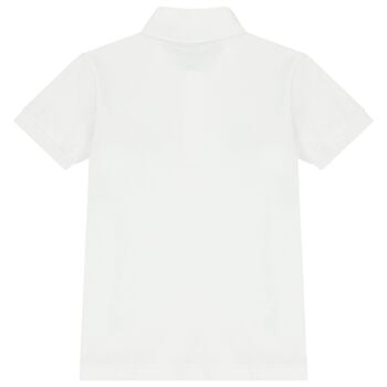 Boys White Teddy Bear Logo Polo Shirt