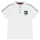 Boys White Logo Polo Shirt, 1, hi-res