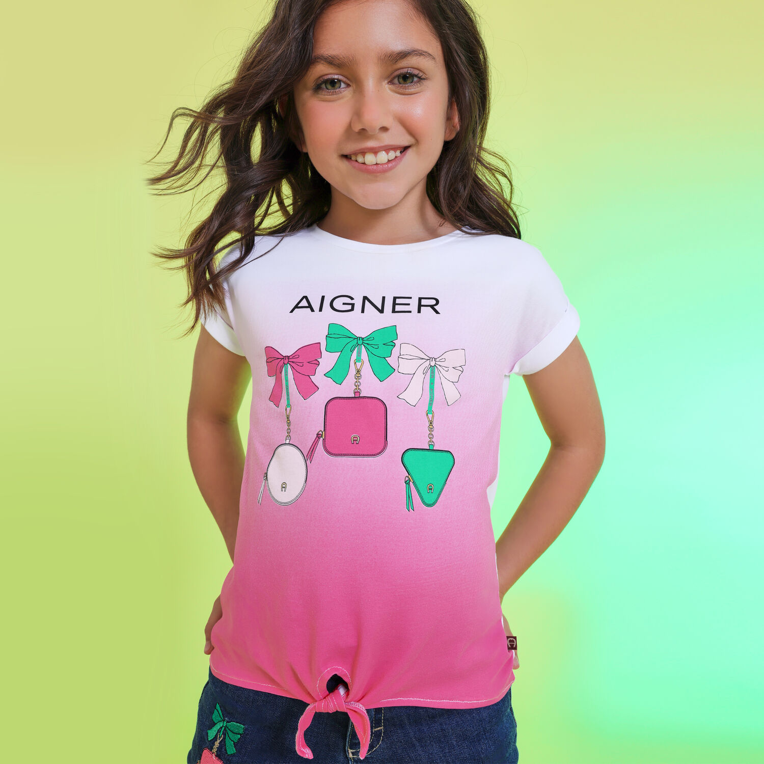 Girls Pink & White Logo T-Shirt, 1, hi-res