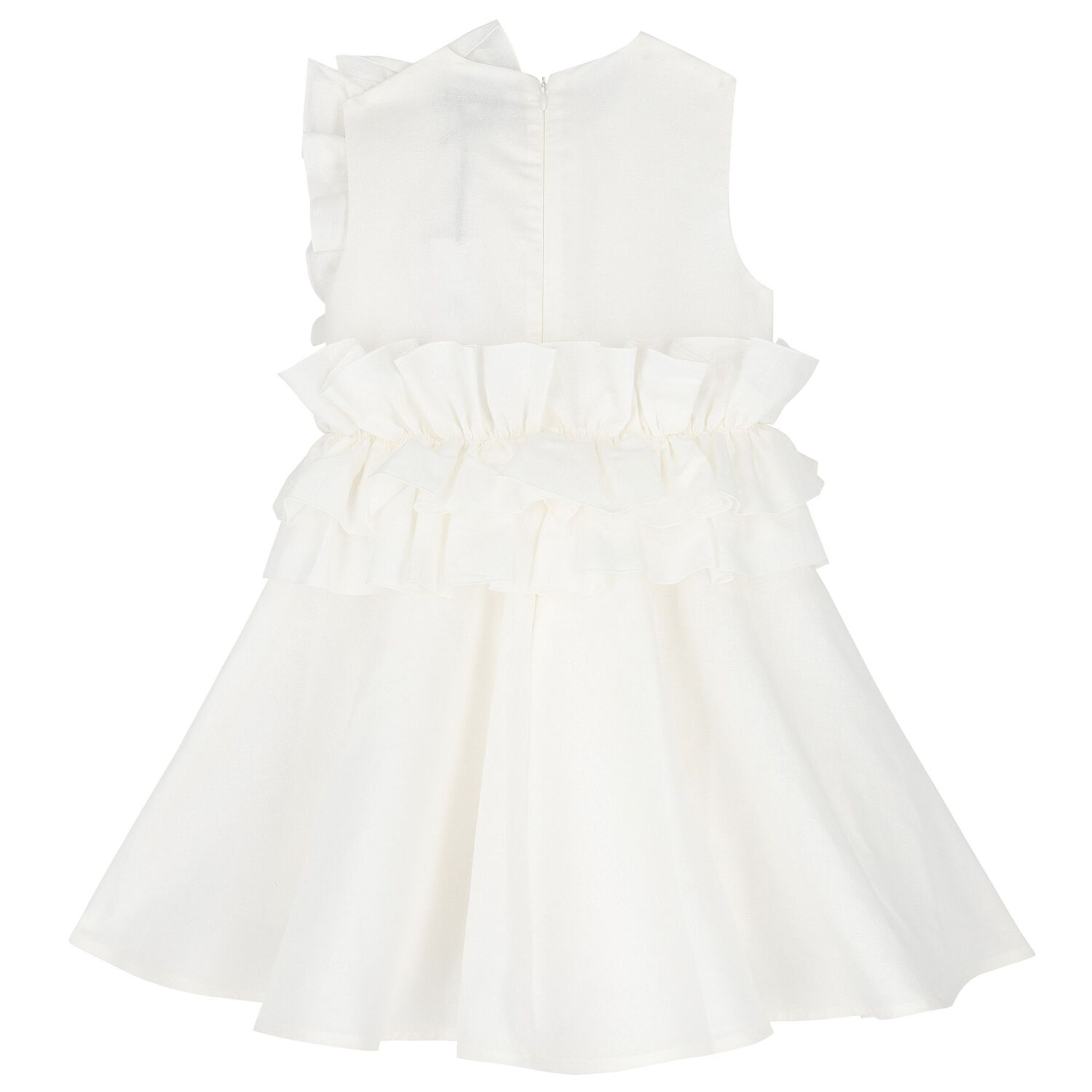 Girls White Ruffle Dress, 2, hi-res image number null