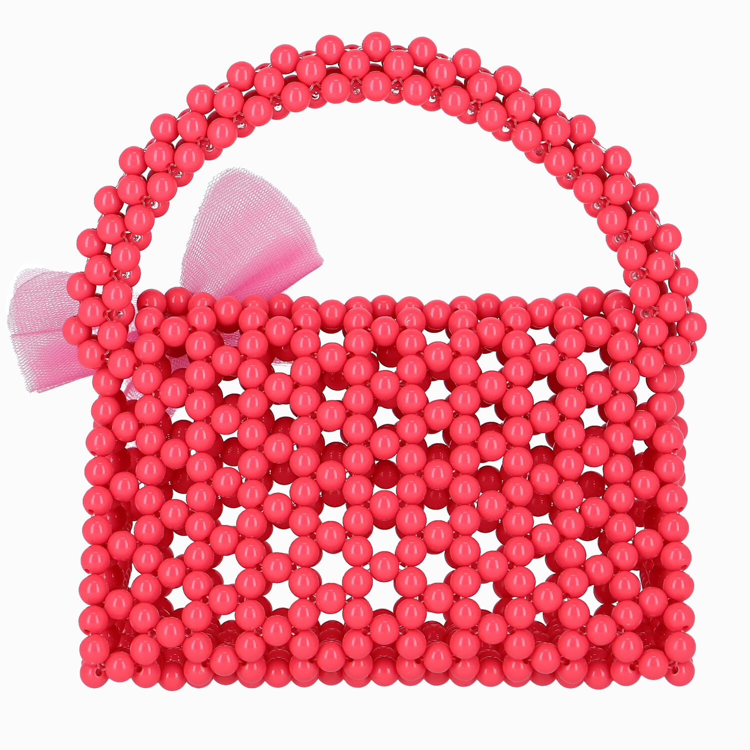 Girls Pink Beaded Handbag, 1, hi-res