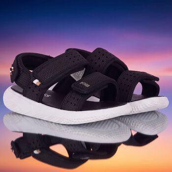 Boys Black Logo Sandals