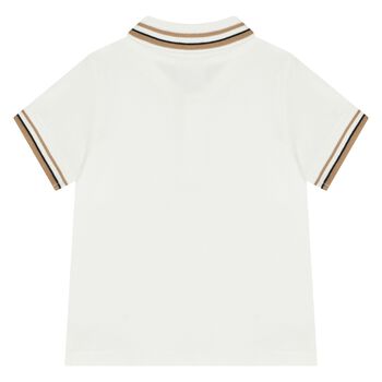 Younger Boys White Logo Polo Shirt