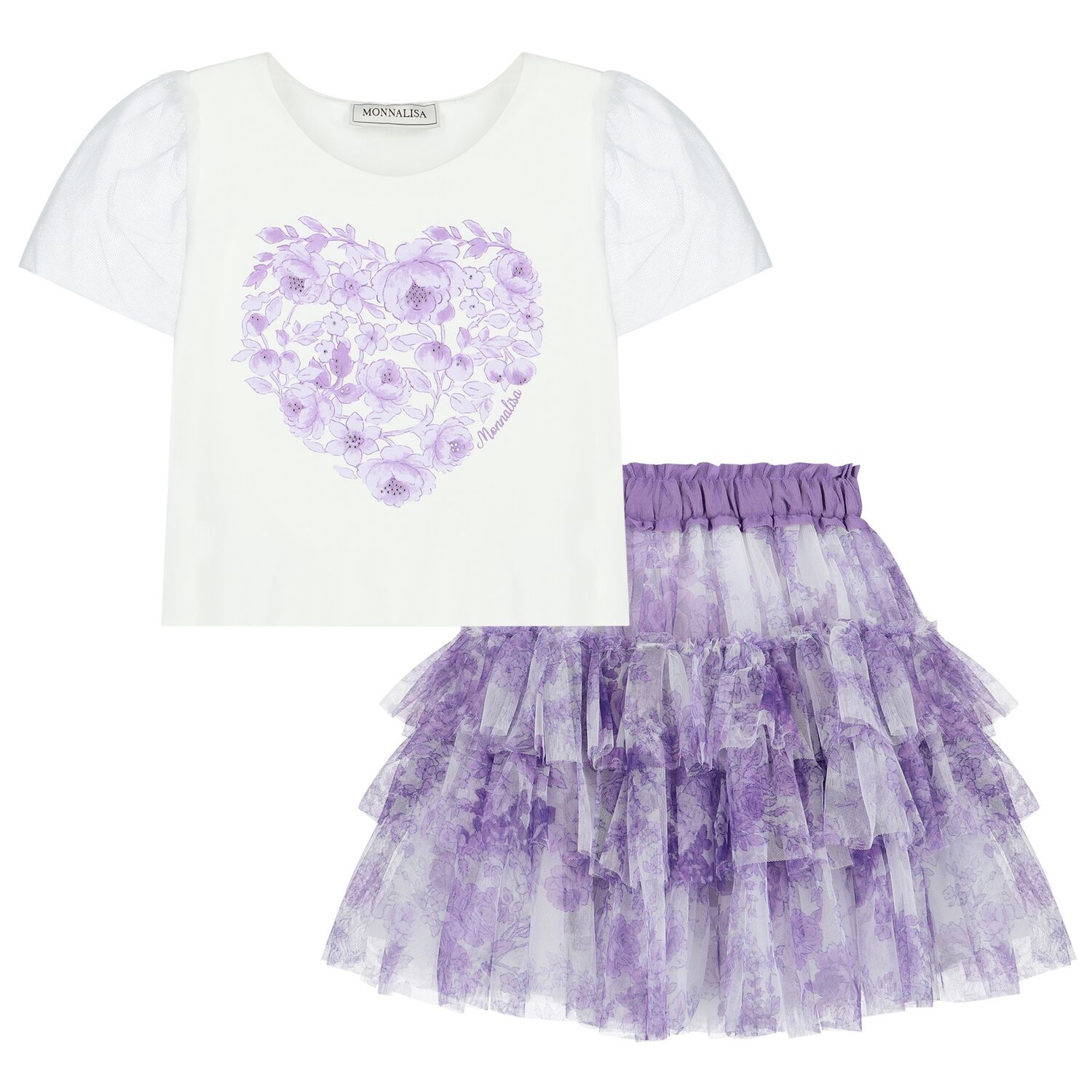 Girls White & Purple Skirt Set, 1, hi-res image number null