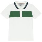 Younger Boys White Logo Polo Shirt, 1, hi-res