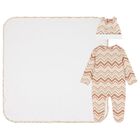 Beige & Brown Zig Zag Babygrow Gift Set, 1, hi-res