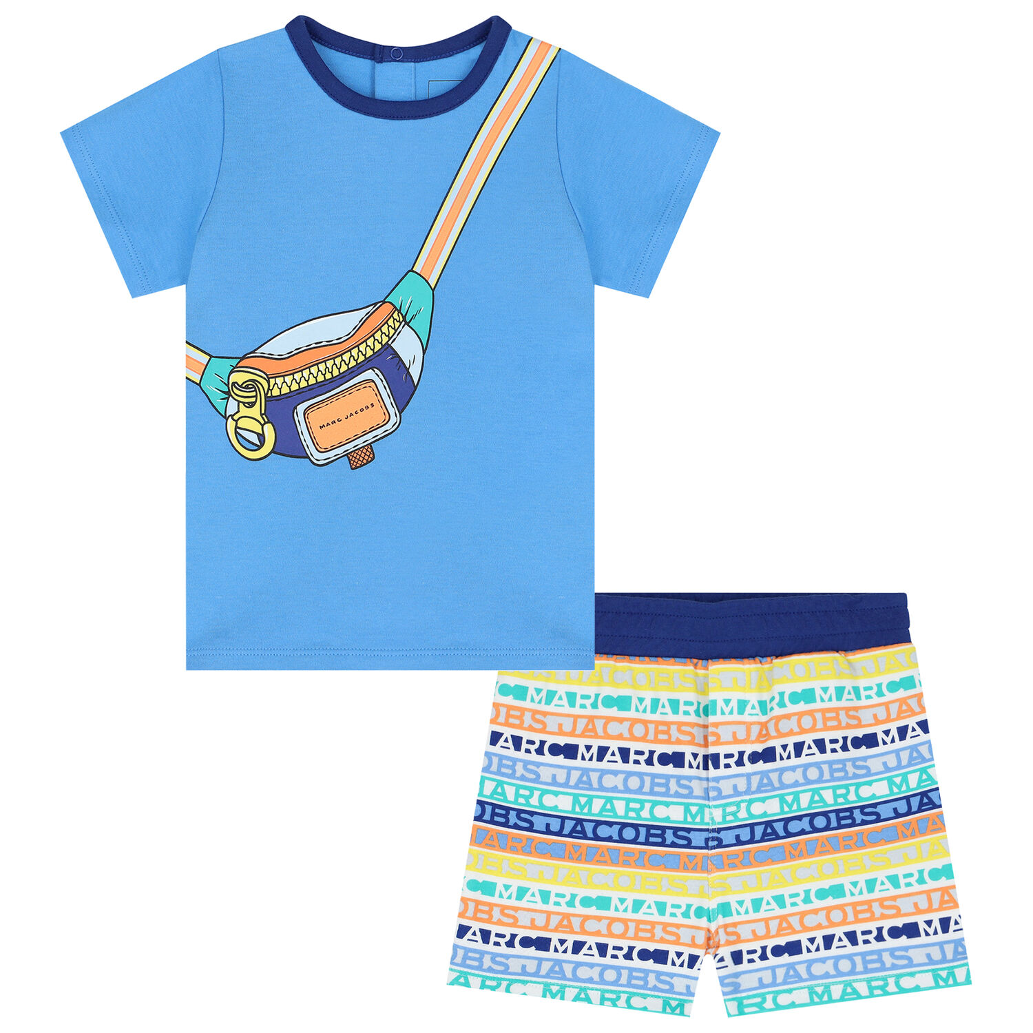 Younger Boys Blue Crossbody Bag Shorts Set, 1, hi-res