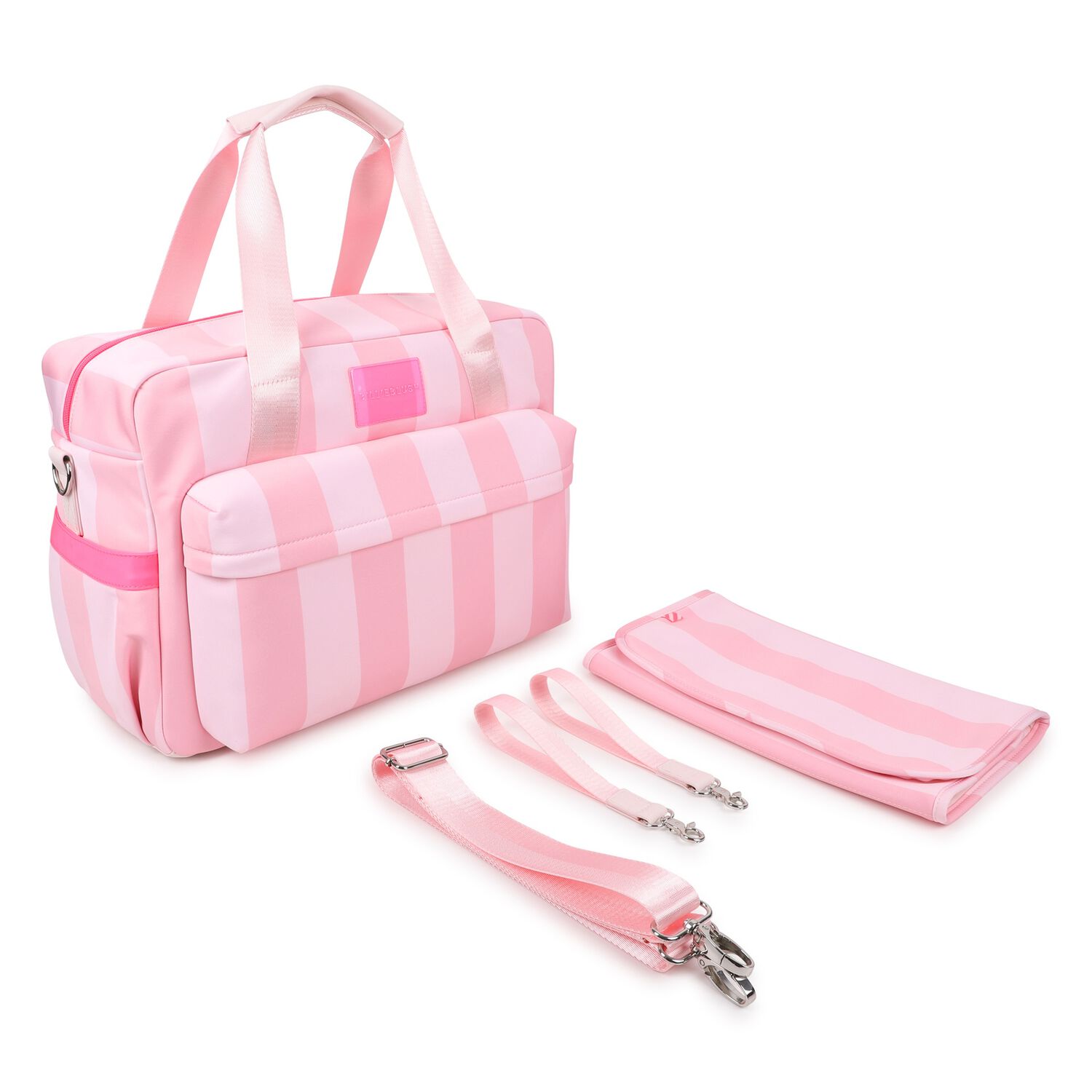 Baby Girls Pink Striped Changing Bag, 1, hi-res
