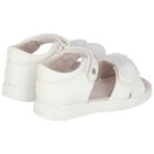 Younger Girls White Flower Sandals, 1, hi-res