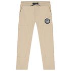 Boys Beige Logo Joggers, 1, hi-res