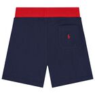 Boys Navy Blue Logo Shorts, 2, hi-res