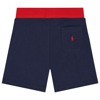 Boys Navy Blue Logo Shorts